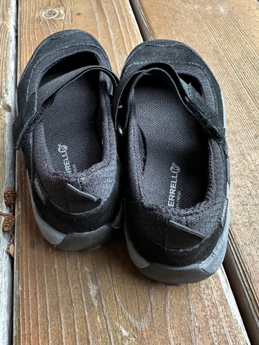 NWOT Merrell Black Leather Mary Janes with Elastic Strap in Girls 11M/EU 29 - Picture 6 of 11